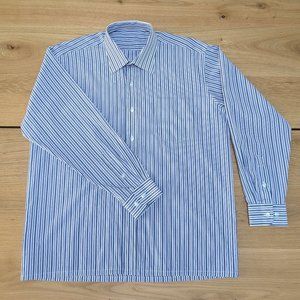 Men's Long Sleeve Shirt Blue Stripe -Size L